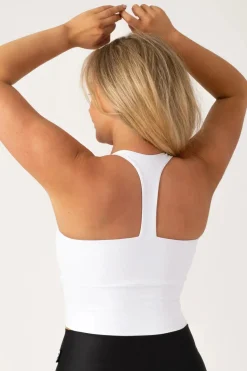 White Performance - Longline T Back Comfort Crop Top