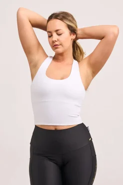 White Performance - Luxe Longline T Back Comfort Crop Top